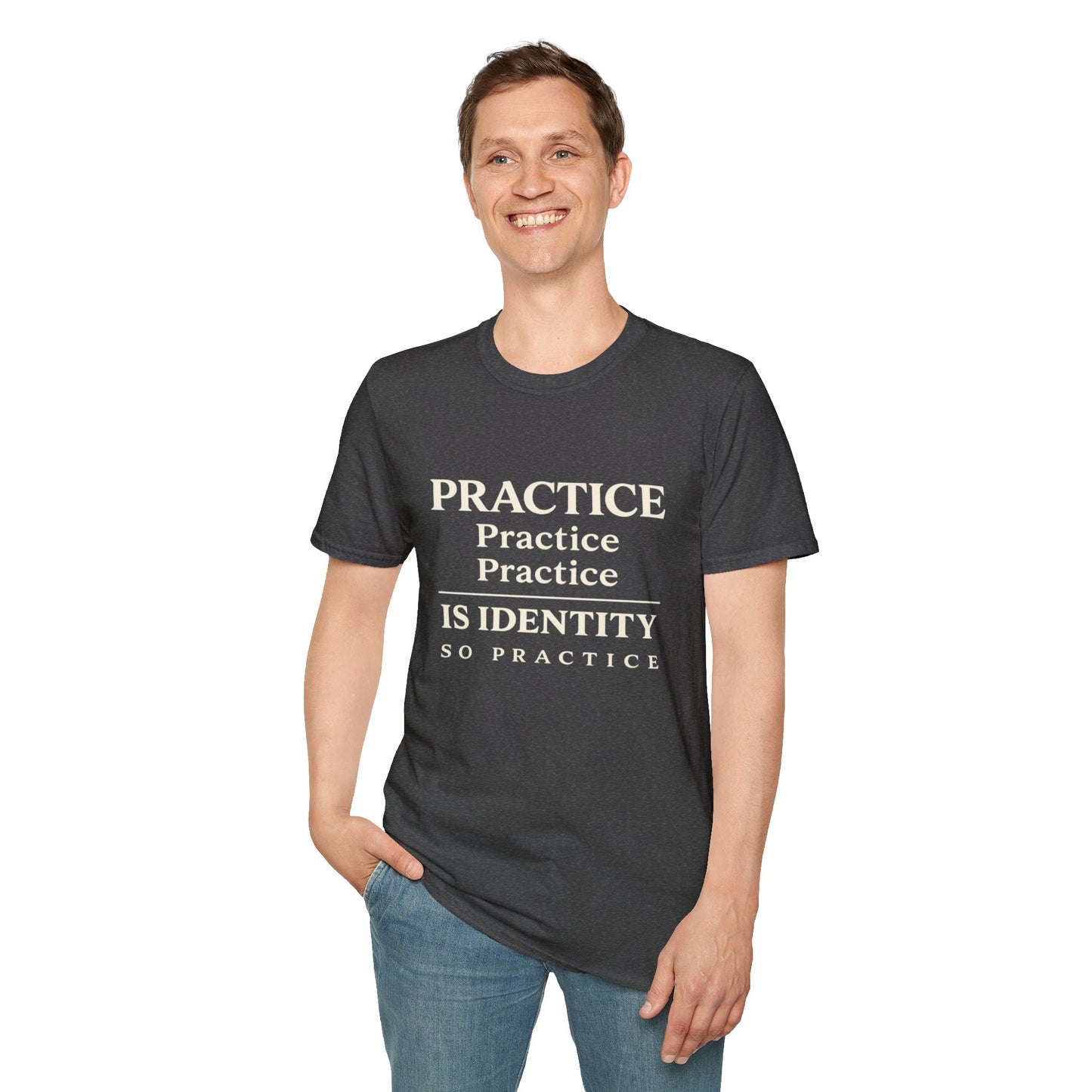 Practice Is Identity Stacked — Dark Colors