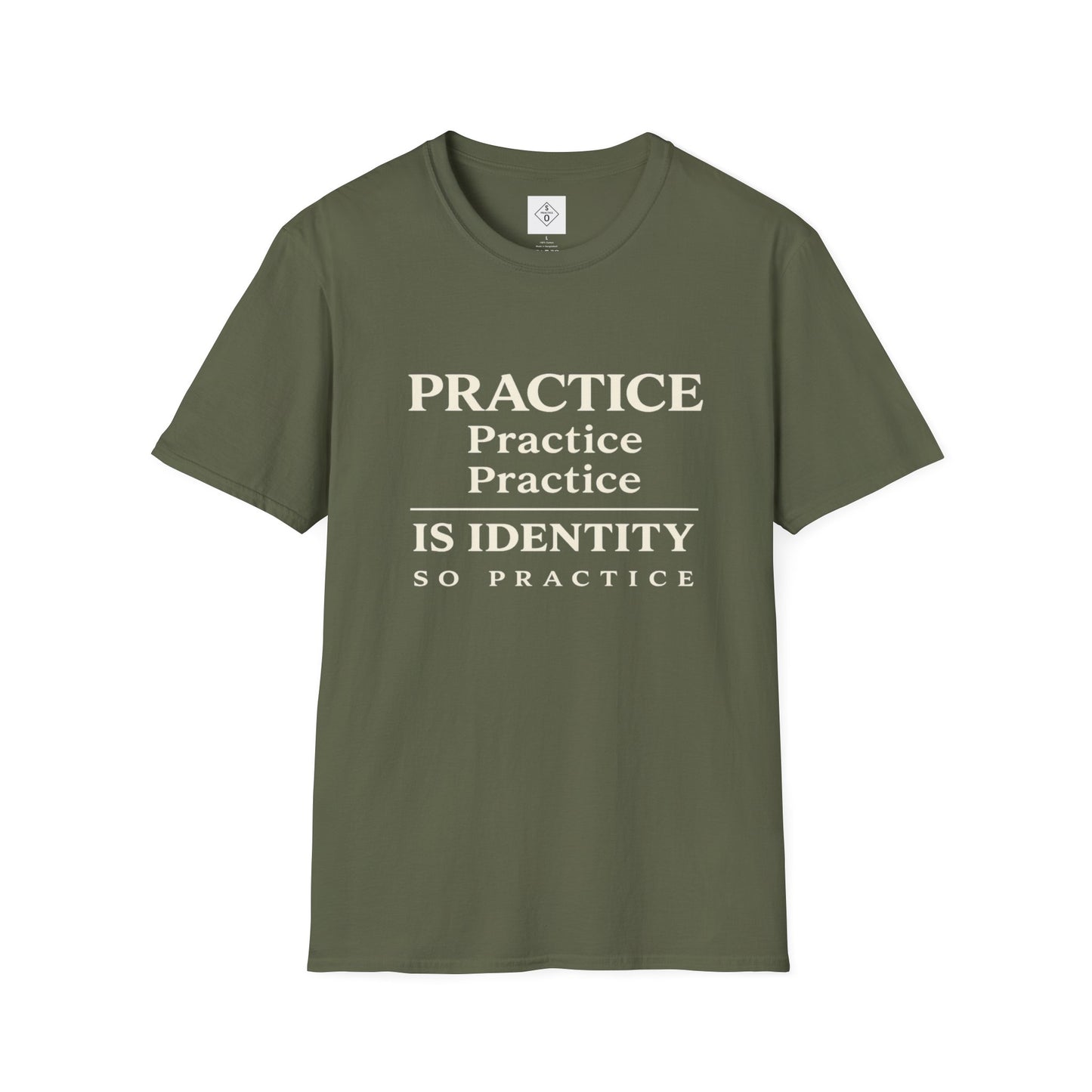 Practice Is Identity Stacked — Dark Colors