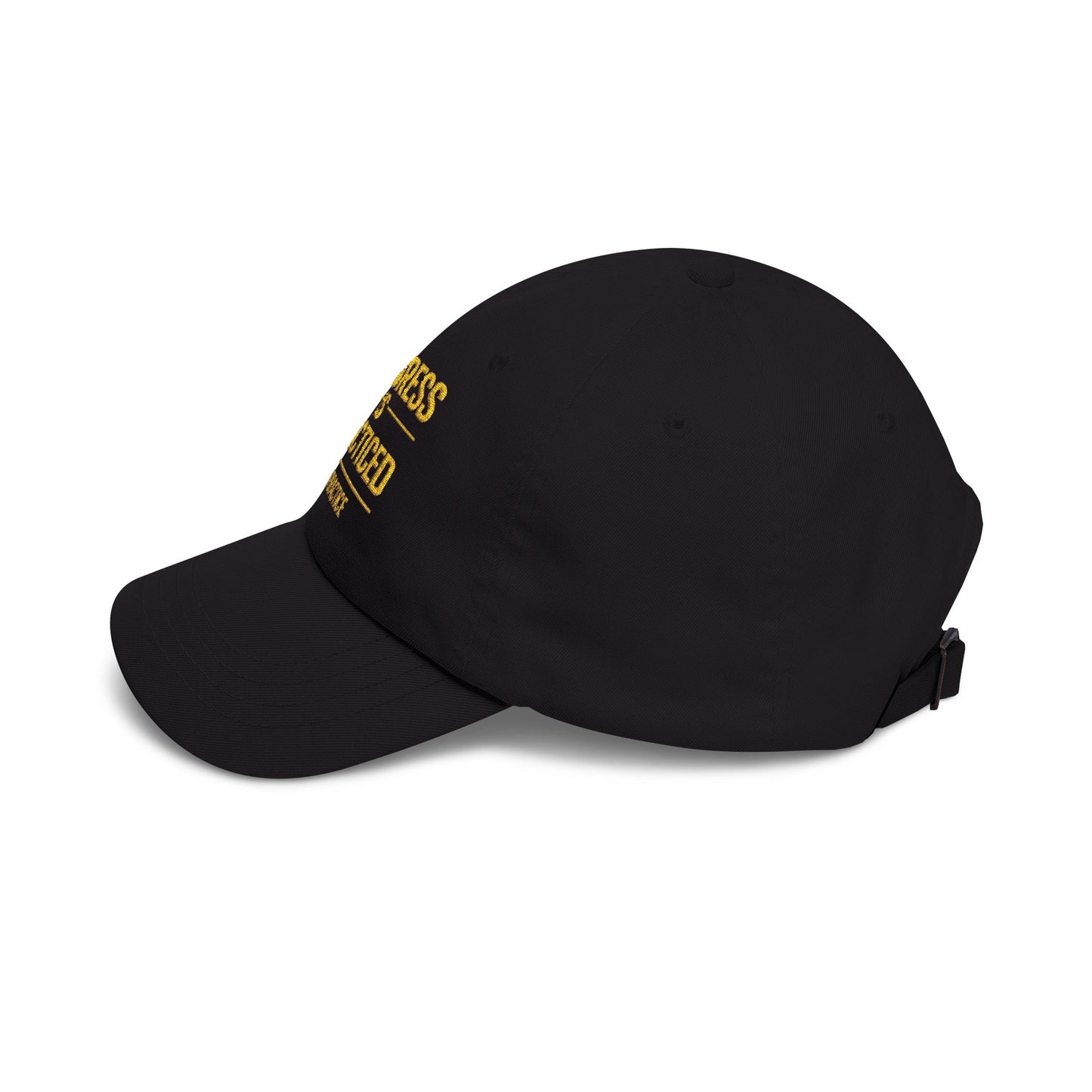Progress Is Practiced™ Dad Cap – Embroidered Gold Edition