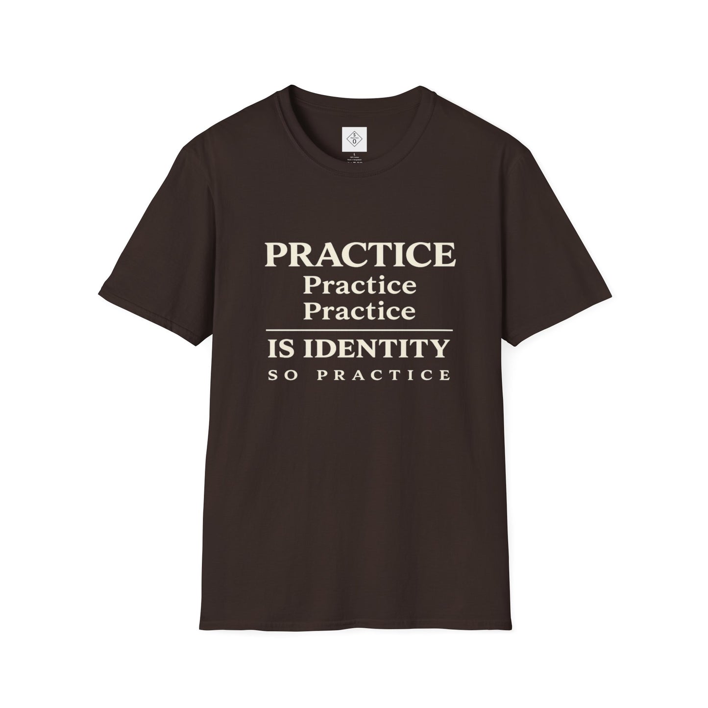 Practice Is Identity Stacked — Dark Colors