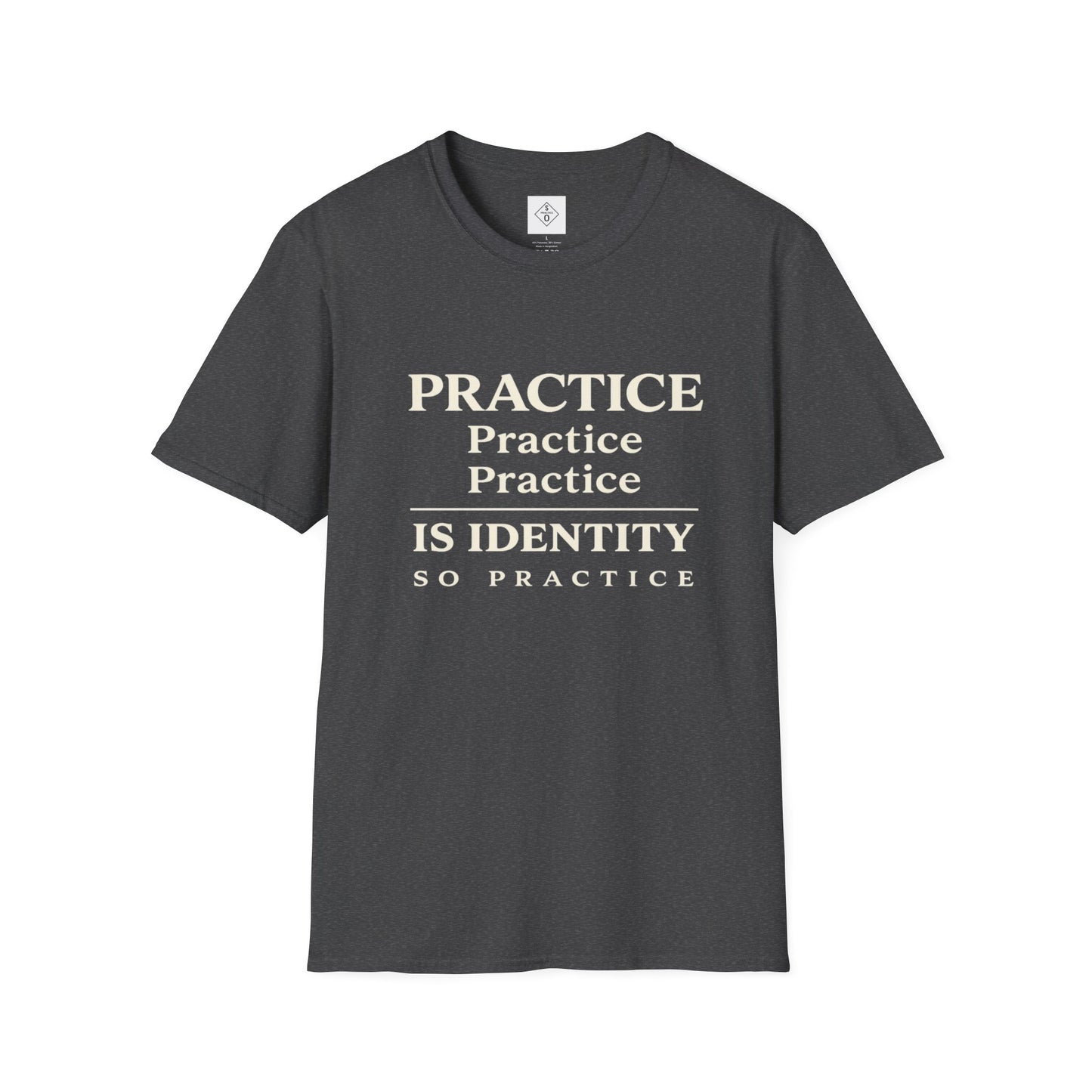 Practice Is Identity Stacked — Dark Colors