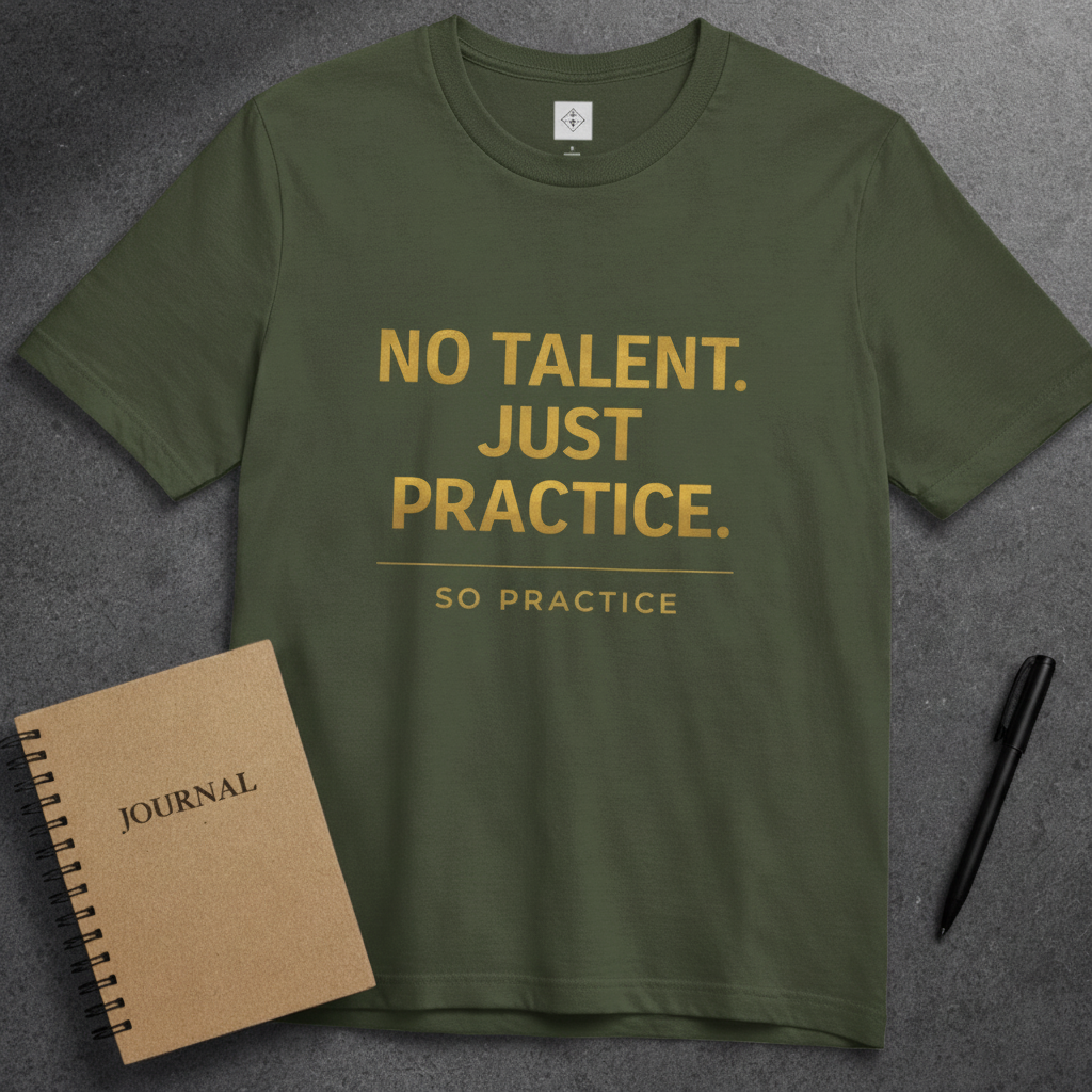 Military Green No Talent corrected flat lay