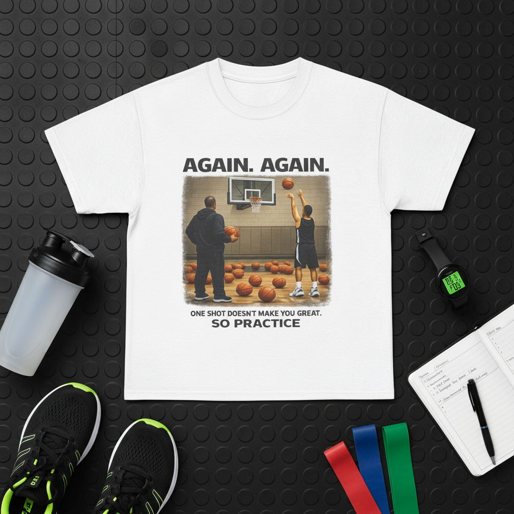 White shirt with fitness gear